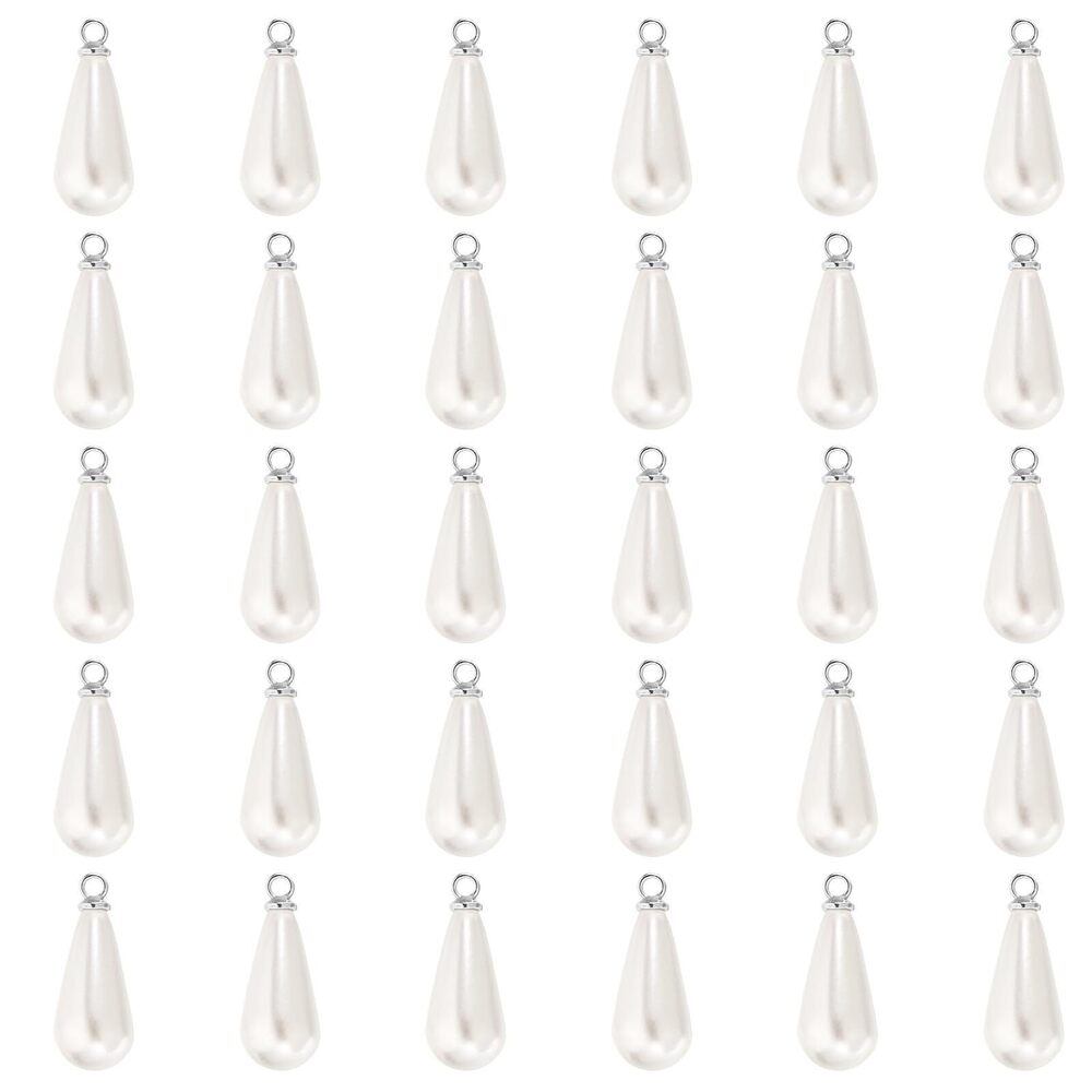 6774 16x8mm Pearl Charm, 100Pcs Pearl Beads Teardrop Faux Pearl Pendant